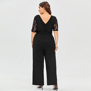 Women's Lace Short Sleeve Jumpsuit