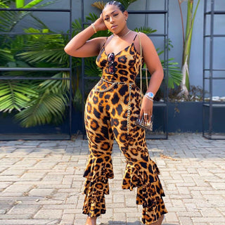 Women's Jumpsuit Leopard Print Suspenders