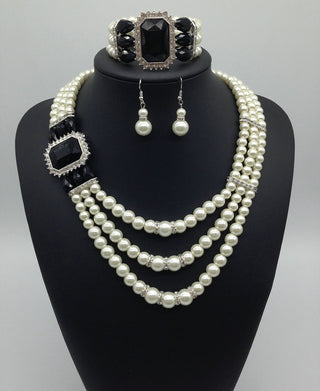 European Fashion Gemstone Pearl Jewelry Set