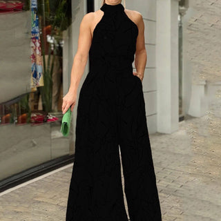 Elegant Waist Tie Sleeveless Halter Jumpsuit