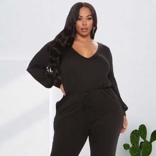 Women's Long Sleeve Casual Waist Jumpsuit