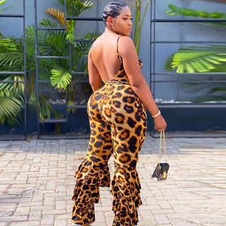 Women's Jumpsuit Leopard Print Suspenders
