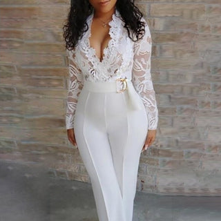 Women's Long Sleeve Lace Jumpsuit