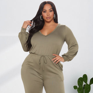 Women's Long Sleeve Casual Waist Jumpsuit