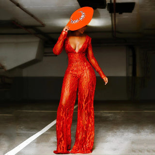 European Sequins Halter Neck Jumpsuit