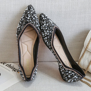 Slip-on rhinestone flat shoes for party or casual wear