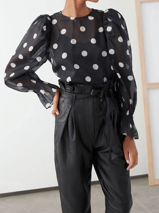 Elegant Polka Dot Chiffon Blouse