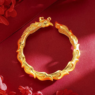 Real 24K Yellow Gold Phoenix Bracelet