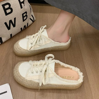 Casual Lace Up Canvas Slipper