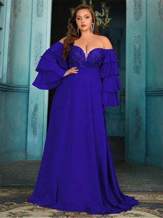 Off Shoulder Chiffon Evening Gown