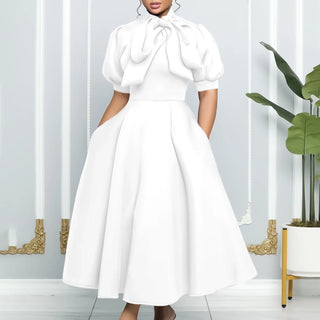 Luxury Bow Collar Elegant Party Dress