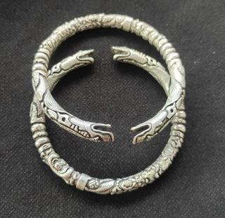 Vintage Copper Dragonhead Bangle Set