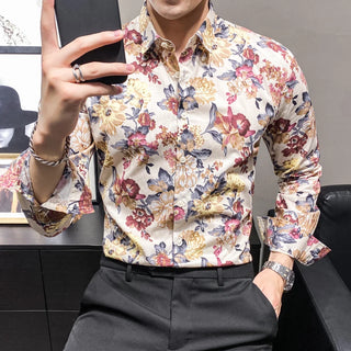 Men 100% Cotton Floral Dress Shirts