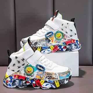 Graffiti Pattern Girls Sports Sneakers