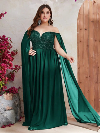 Elegant Cape Sleeve Long Evening Gown