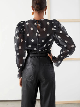 Elegant Polka Dot Chiffon Blouse