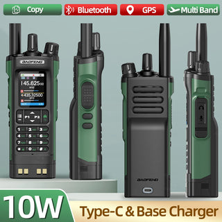 BAOFENG UV-32 10W Walkie Talkie Multi Band GPS Bluetooth Phone APP Programming Type-C NOAA for UV-5R Amateur Ham Two Way Radio