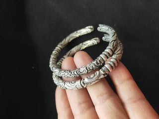 Vintage Copper Dragonhead Bangle Set
