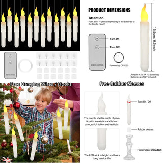 Flameless Handheld Tapered Flickering Candlesticks