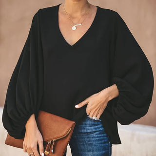 Office Ladies Lantern Sleeve Chiffon Blouse