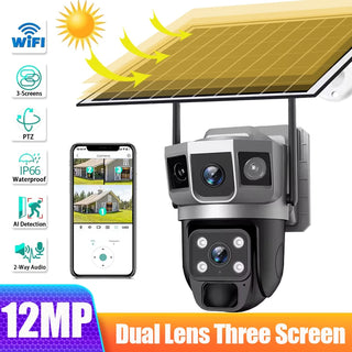 Wireless 12MP Three Screens Solar Camera