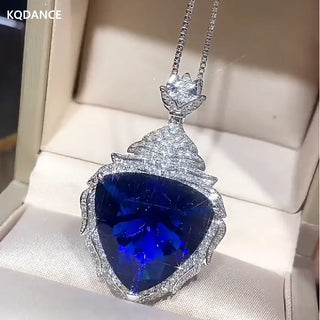 Luxury Blue Sapphire Diamond Pendant