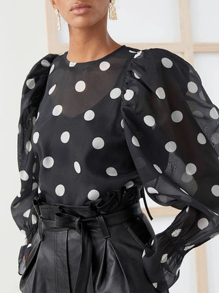 Elegant Polka Dot Chiffon Blouse