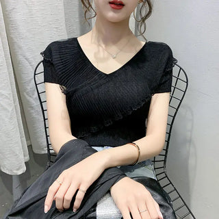 Fashion Knit Thin Short Sleeved Tops