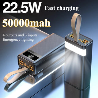Outdoor Large Capacity Portable Power Bank with A Capacity of 50000mAh.  Super Fast Charging Support for Multiple Phone Models