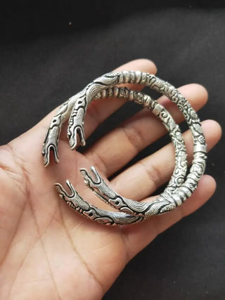 Vintage Copper Dragonhead Bangle Set