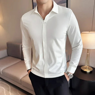 Solid Casual V-neck Polo Shirt