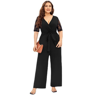 Women's Lace Short Sleeve Jumpsuit