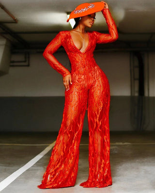 European Sequins Halter Neck Jumpsuit