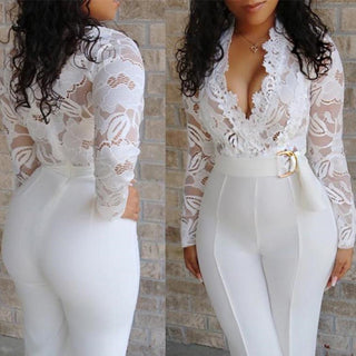 Women's Long Sleeve Lace Jumpsuit