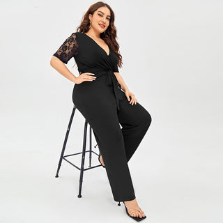 Women's Lace Short Sleeve Jumpsuit